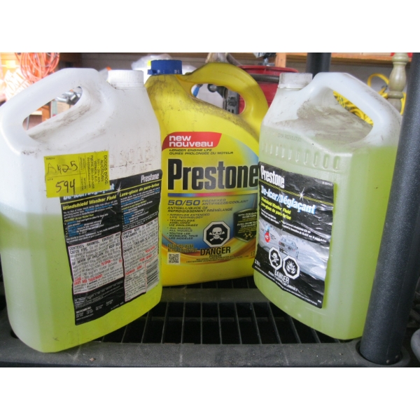 WINDSHIELD WASHER FLUID & PRESTONE 50/50 ANTIFREEZE PRE MIX