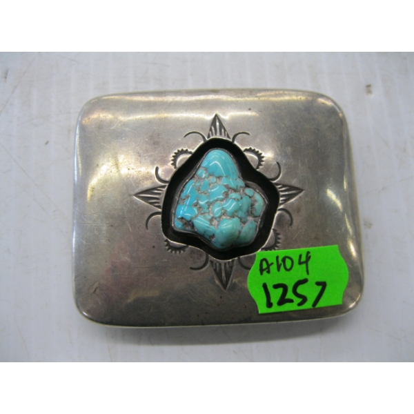 SILVER & TURQUOISE NAVAJO BELT BUCKLE