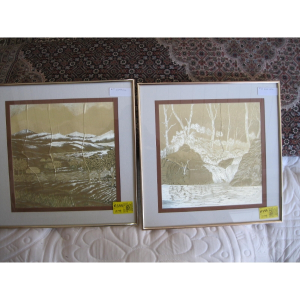 2 PAIR OF GOLD FOIL PICTURES