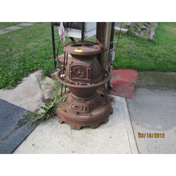 POTBELLY TRAIN STOVE STAMPED CNR