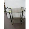 Image 1 : GLASS, BRASS & BLACK SERVING CART