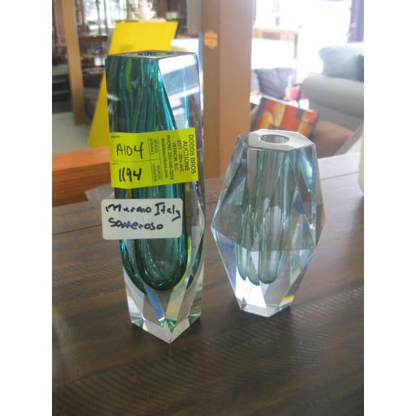 2 PIECES OF MCM MURANO SOMMERSO GLASS