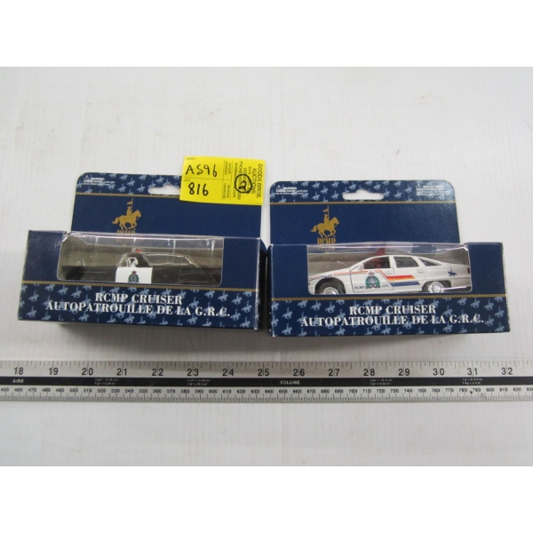 2 RCMP DIECAST CARS - BLACK & WHITE & WHITE