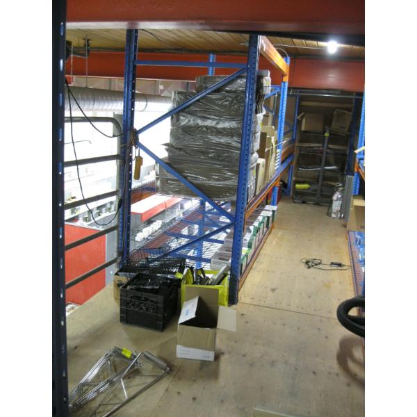 LG. LOT OF PALLET SHELVING - COMPLETE UNIT - 9 - 16' UPRIGHTS, 35 - 8' CROSS MEMBERS 