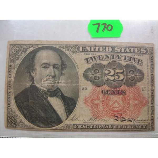 UNITED STATES 25 CENT 1874 BILL