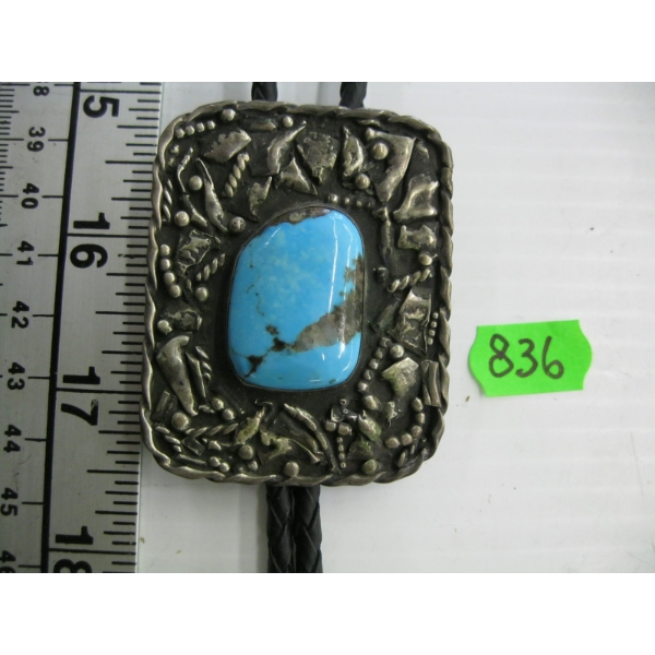 SILVER W/TURQUOISE STONE BOLO TIE