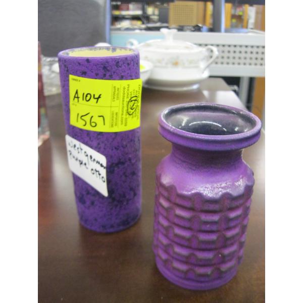 2 WEST GERMAN PURPLE OTTO VASES