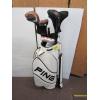 Image 1 : WHITE GOLF BAG W/ASST. PING CLUBS, ETC.