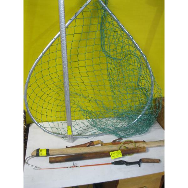 MISC. LG. FISHING NET, FISHING KNIVES, GAFF, ETC.