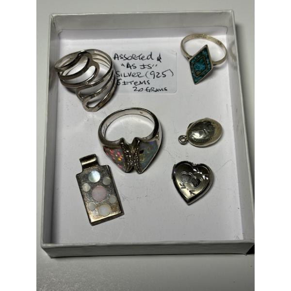 6 ASST. "AS IS" .925 SILVER, 20G
