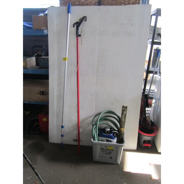 MISC. PRUNING POLE, EXTENSION POLE, SPRAYER, HOSE, ETC.
