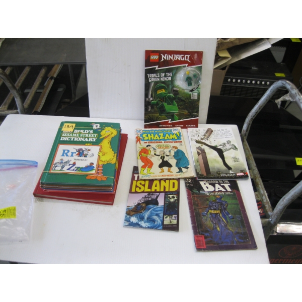 COLLECTABLE BOOKS, SESAME ST. DICTIONARY SET, COMIC BOOKS, LEGO, OLYMPIC PICTORIAL BOOK