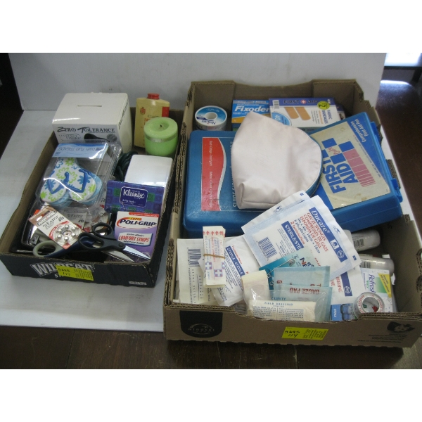 2 BOXES MISC. FIRST AID KITS, ETC.