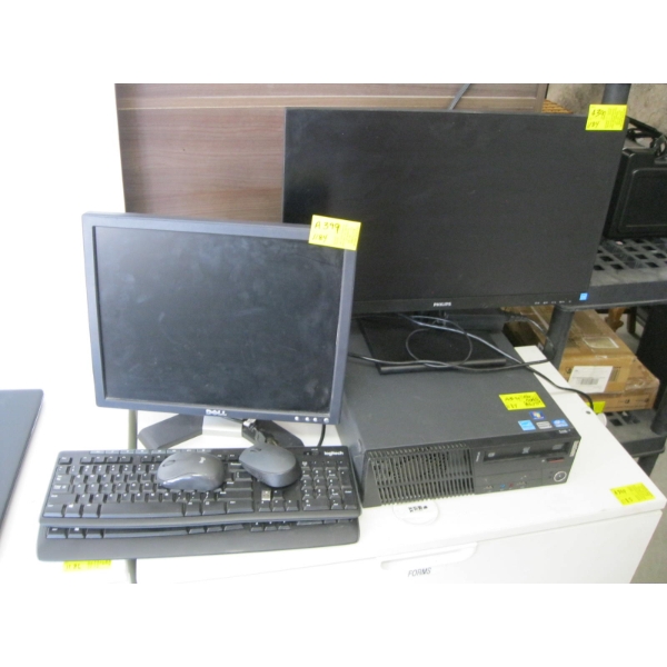 DESKTOP COMPUTER W/2 MONITORS, 2 MOUSE, 2 KEYBOARDS