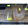 Image 1 : WOOD W/CRYSTAL GLASSES SERVING SET & SM. GLASS HOLDER