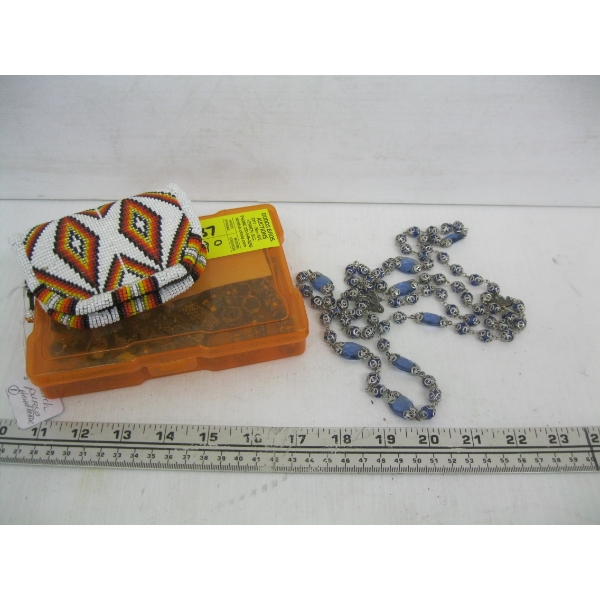 BEADED PURSE & FASHION JEWELLERY