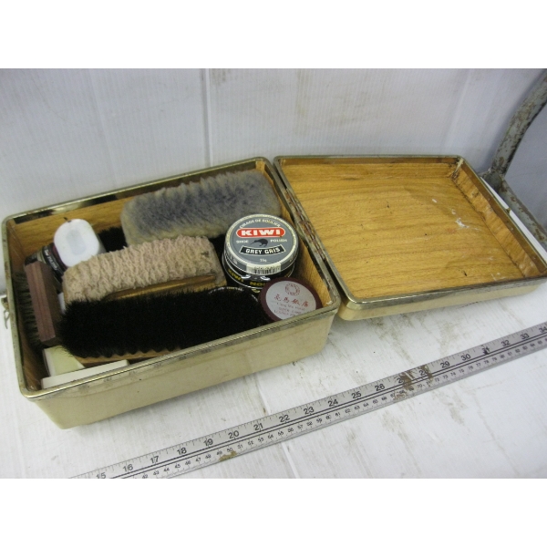 SHOESHINE BOX W/CONTENTS