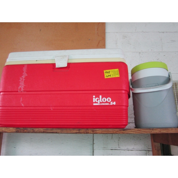 IGLOO COOLER & SM. COLEMAN WATER JUG