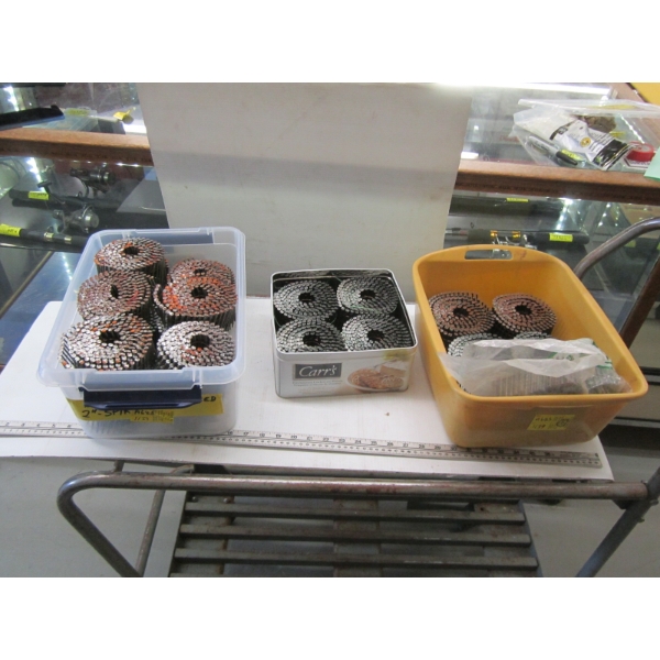 2 BINS OF COIL NAILS