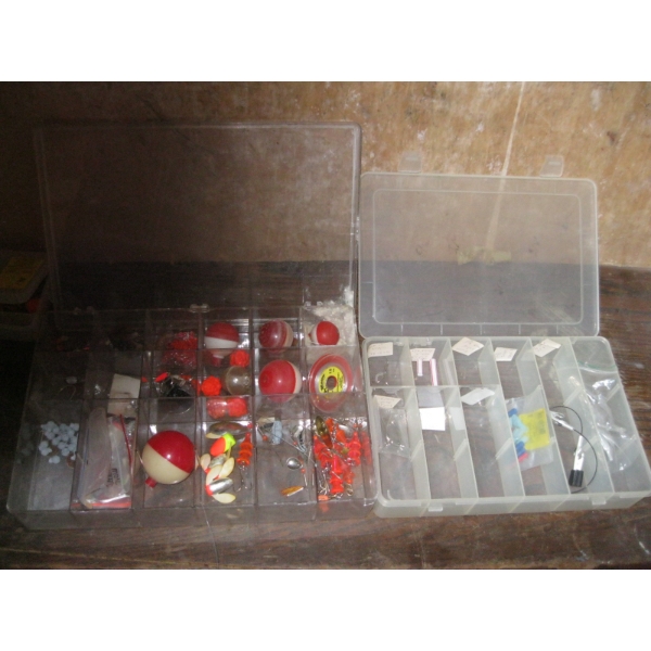 PLASTIC CONTAINERS W/ASST. FISHING TACKLE