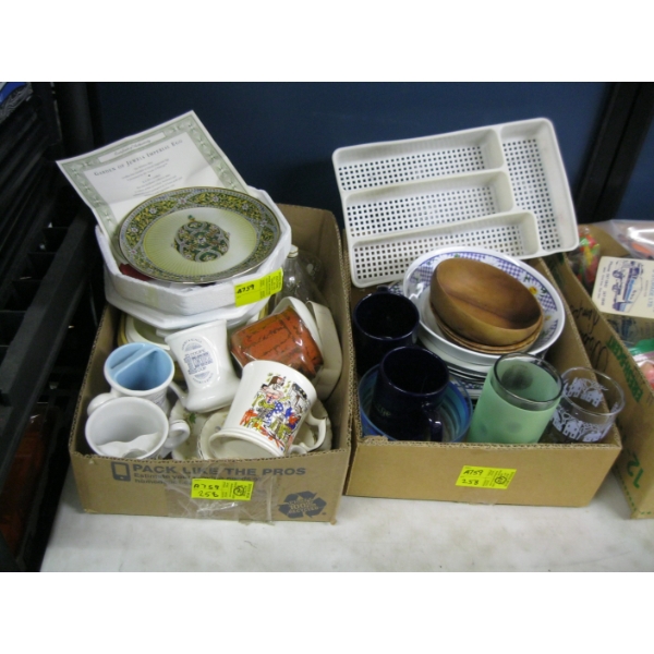 2 FLATS OF MISC. DISHWARE & CUPS
