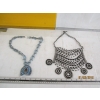 Image 1 : HANDMADE NECKLACE W/BLUE BEADS & PINS & HANDMADE BEADED NECKLACE