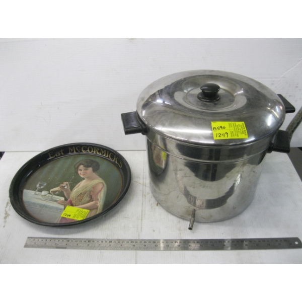 METAL SERVING TRAY & A STAINLESS STEEL JUICER/STEAMER