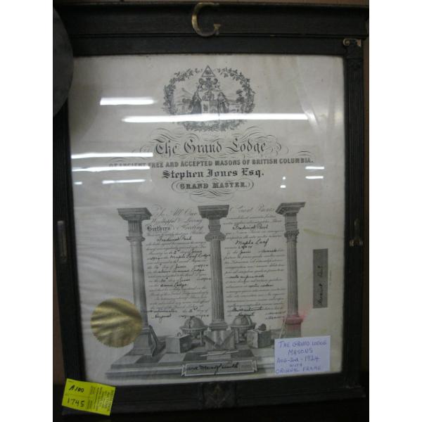 FRAMED MASON'S CERTIFICATE