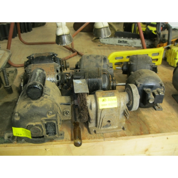 7 ASST. ELECTRIC MOTORS &  A BENCH GRINDER
