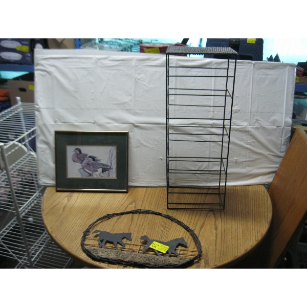 DECORATIVE ITEMS: WALL HANGING, PICTURE, SHELF