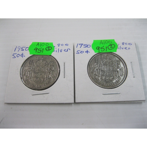 2 - 1950 CDN 50 CENT PIECES