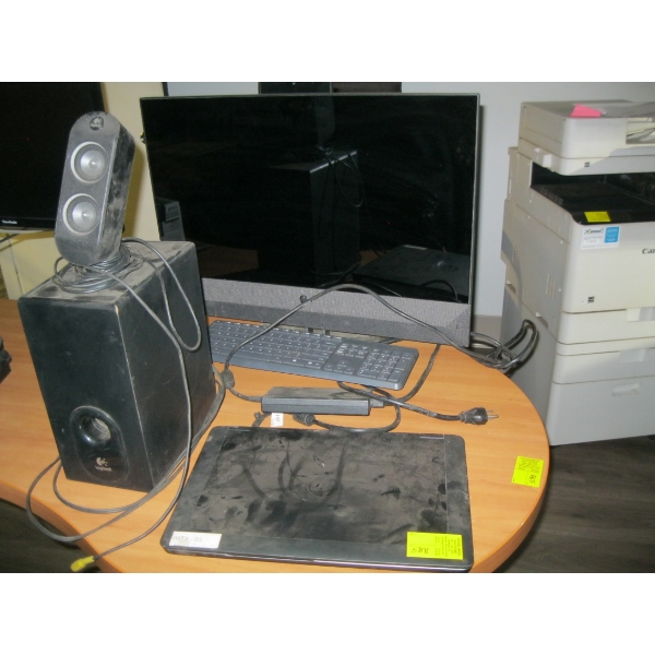 HP LAPTOP, HP ALL IN ONE COMPUTER - CONDITION UNKNOWN, & LOGITECH SPEAKERS