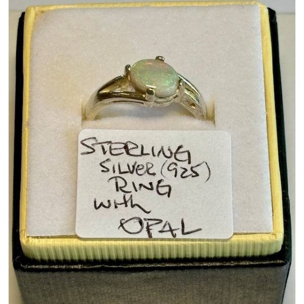 SZ 7 STERLING SILVER .925 RING W/OPAL