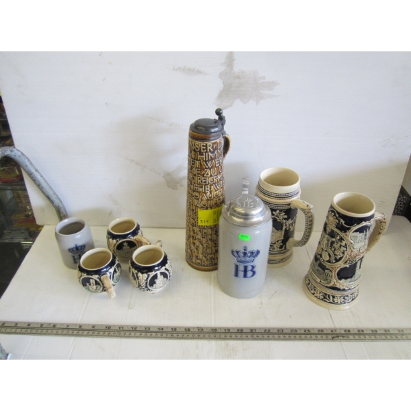 BEER STEINS, MUGS, ETC.