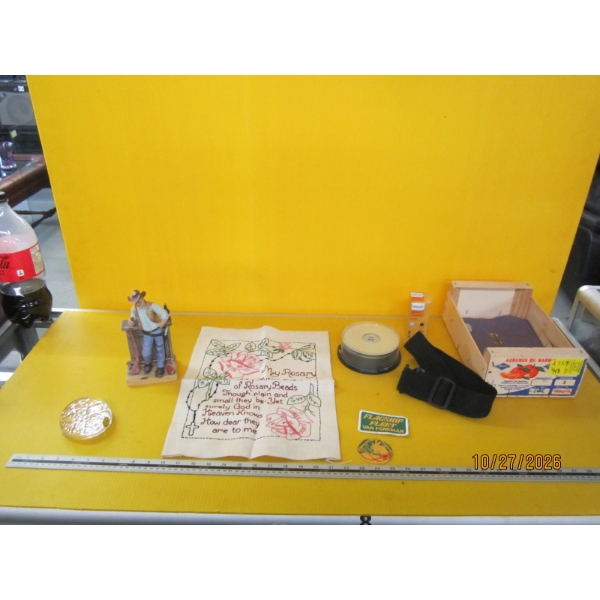 MISC. FIGURINE, LAMP BULB, COASTERS, ETC.