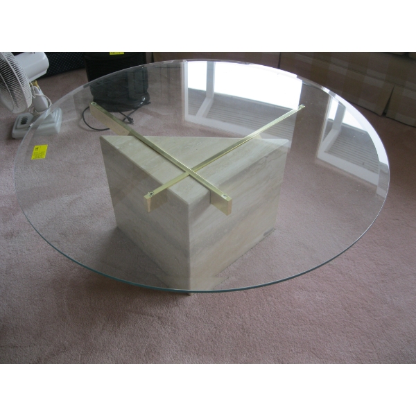 ROUND GLASS TOP COFFEE TABLE