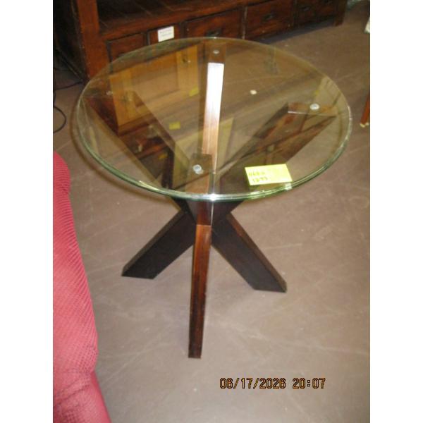 GLASS TOP ROUND END TABLE