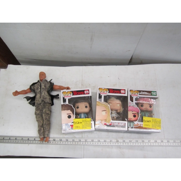 4 POP FIGURINES & A G.I. JOE FIGURINE