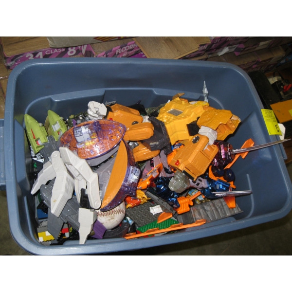 BIN W/ASST. TRANSFORMER TOYS, ETC.