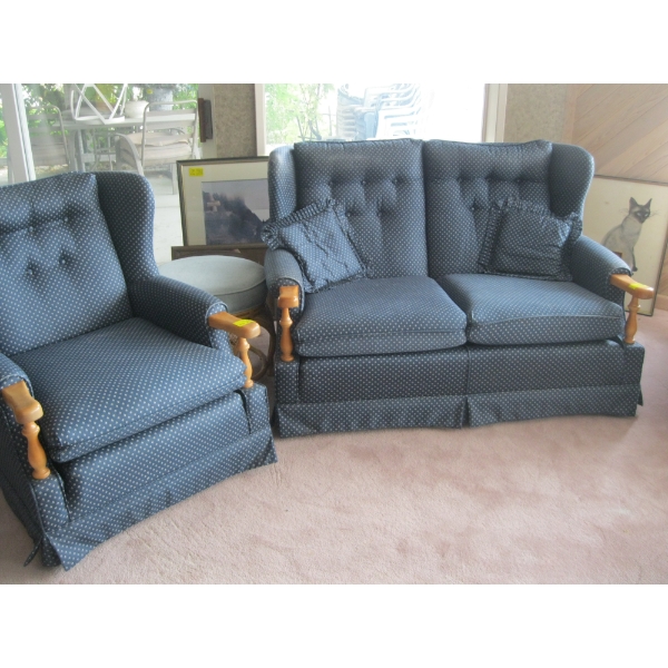 BLUE SOFA & LOVESEAT