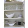 Image 1 : CUPBOARD W/ASST. CRYSTAL GLASSWARE, SERVING BOWLS, MUGS, ETC.