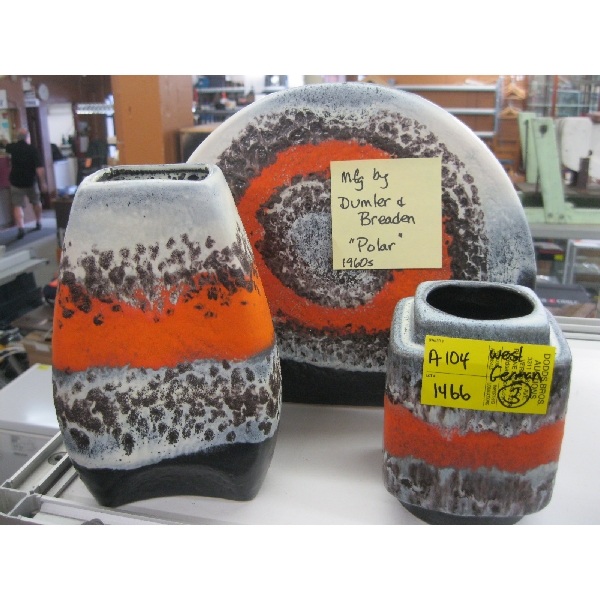 3 PIECES OF WEST GERMAN "POLAR" VASES