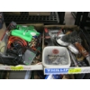 Image 1 : 2 BOXES OF MISC. CHARGERS, TAPE MEASURE, TROWELS, ETC.