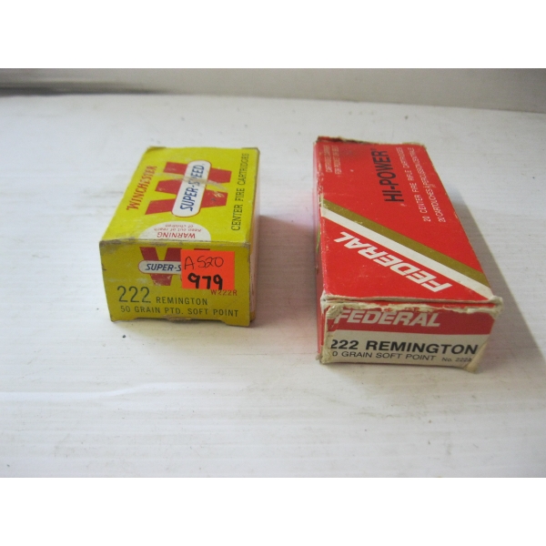 2 BOXES OF .222REM CARTRIDGES