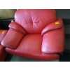 Image 4 : RED & BLACK VINTAGE LOOK W/CHROME LEGS COUCH, 2 CHAIRS & COFFEE TABLE