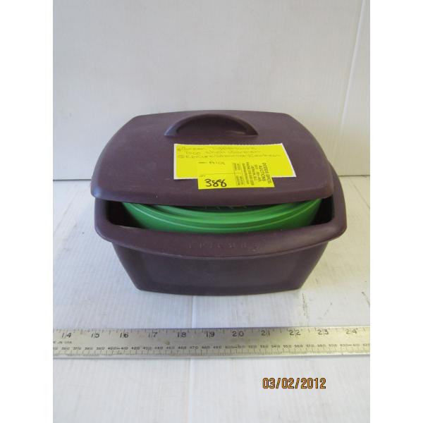 GREEN TUPPERWARE TACO SHELL WARMER & EPICURE STEAMER/COOKERS