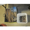 Image 1 : BUCKET W/MISC. DRIFT PINS & BOX W/ASST. U BOLTS, ETC.