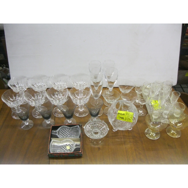 ASST. GLASSWARE, CRYSTAL, ETC.