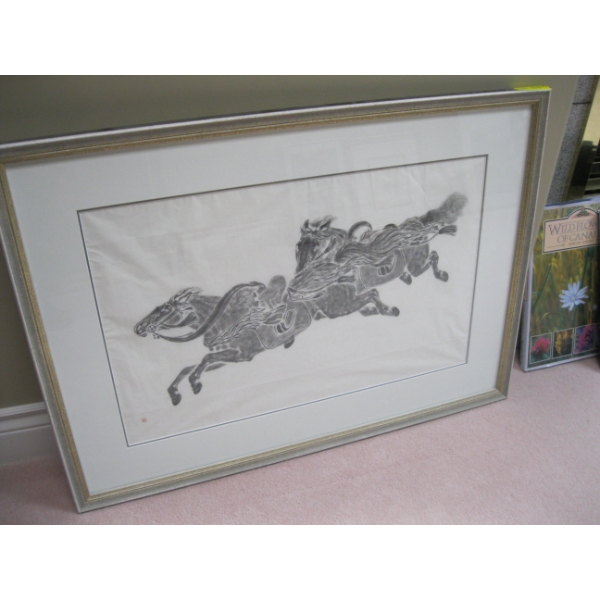 FRAMED PRINT OF HORSES