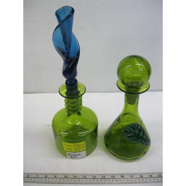 2 RAINBOW GLASS MCM DECANTERS